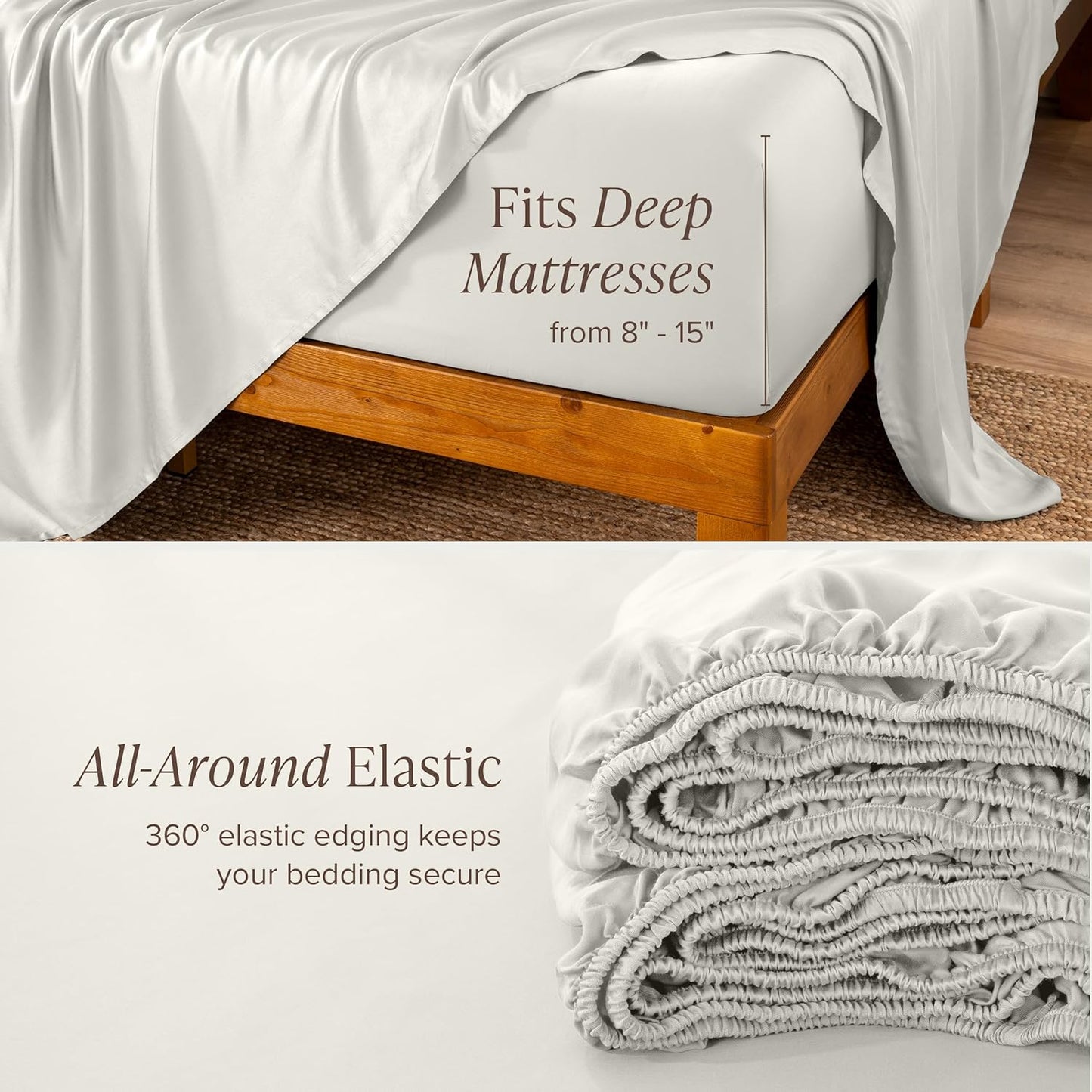 Bare Home 100% Rayon Made from Bamboo Queen Sheet Set - 4 Piece Bedding Set - Deep Pockets - Breathable - Easy Fit - Bedding Sheets & Pillowcases (Queen, Cream)