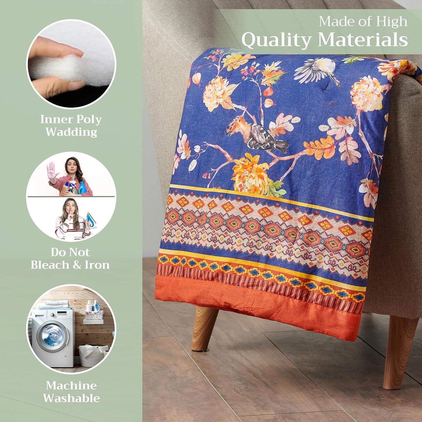 Maison d' Hermine Throw Blanket for Couch Lightweight Soft Warm Breathable Cotton Throw Blankets for Bed Girls Boys Women Men Gifts Sofa Travel Living Room Chair Bedding (60"x80", Kelim)