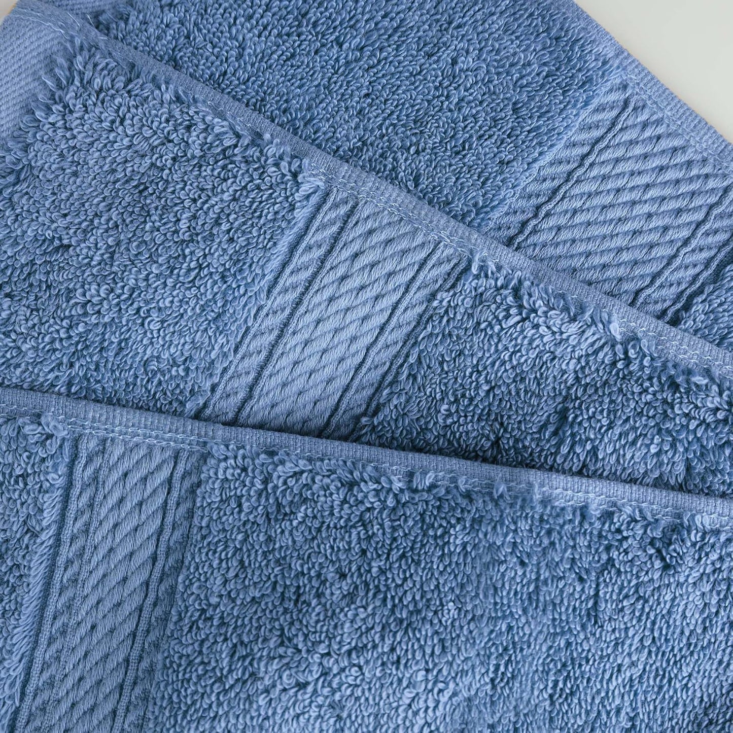 SUPERIOR Egyptian Cotton Pile 9 Piece Towel Set, Includes 3 Bath, 3 Hand, 3 Face Towels/Washcloths, Ultra Soft Luxury Towels, Thick Plush Essentials, Guest Bath, Spa, Hotel Bathroom, Denim Blue