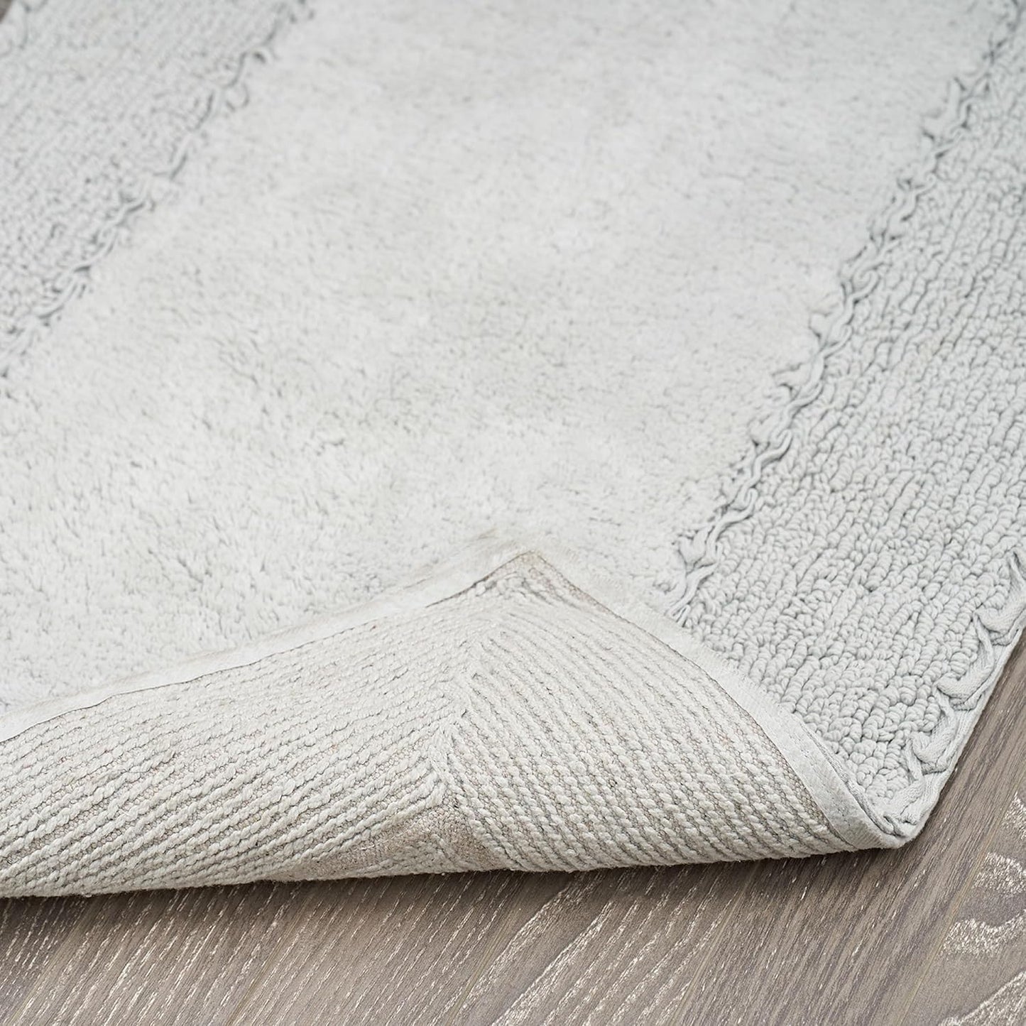 Laura Ashley Ruffle Border Light Grey 27"x 45" 100% Cotton Bath Rug