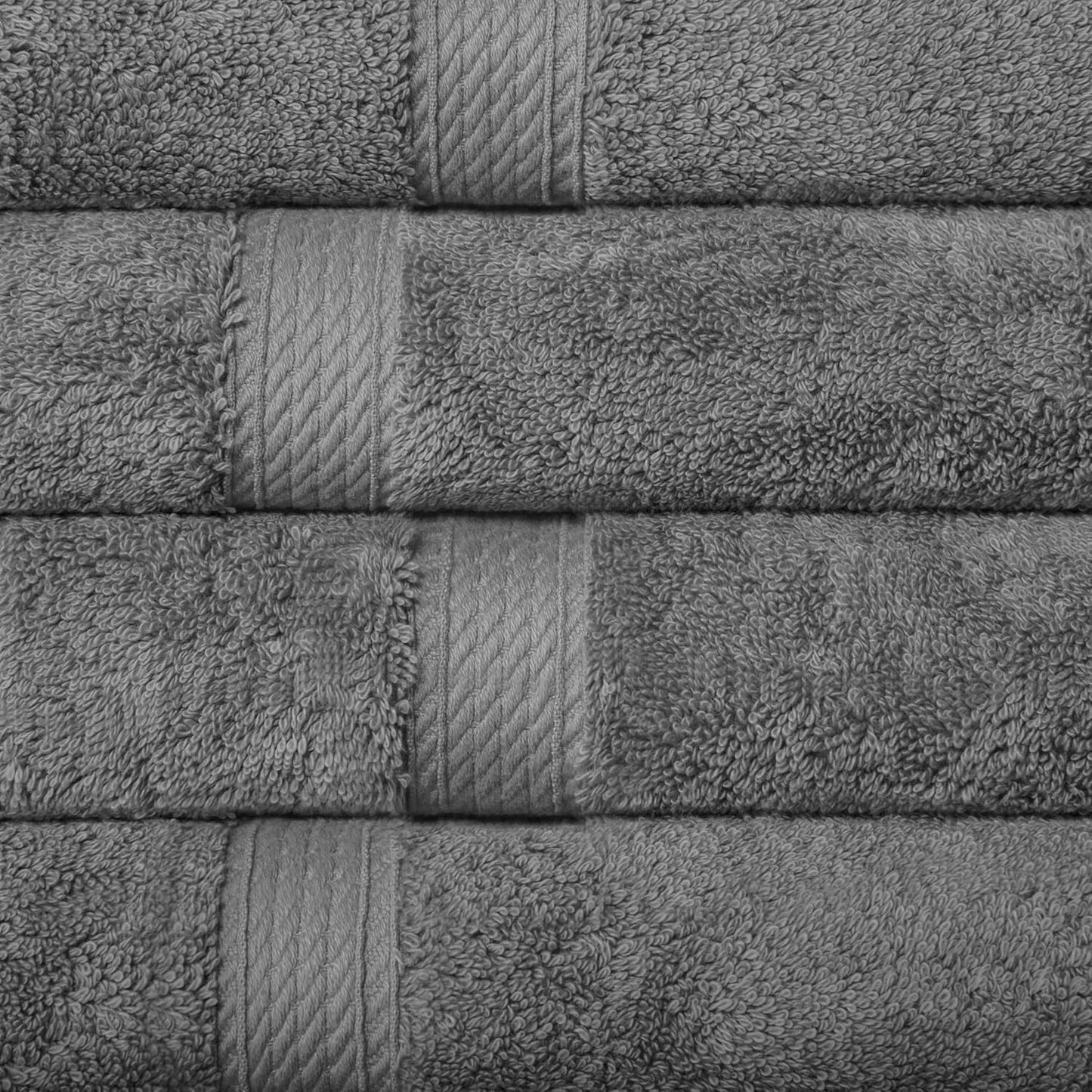 Superior Egyptian Cotton Pile Hand Towel Set of 4, Ultra Soft Luxury Towels, Thick Plush Essentials, Absorbent Heavyweight, Guest Bath, Hotel, Spa, Home Bathroom, Shower Basics, Charcoal