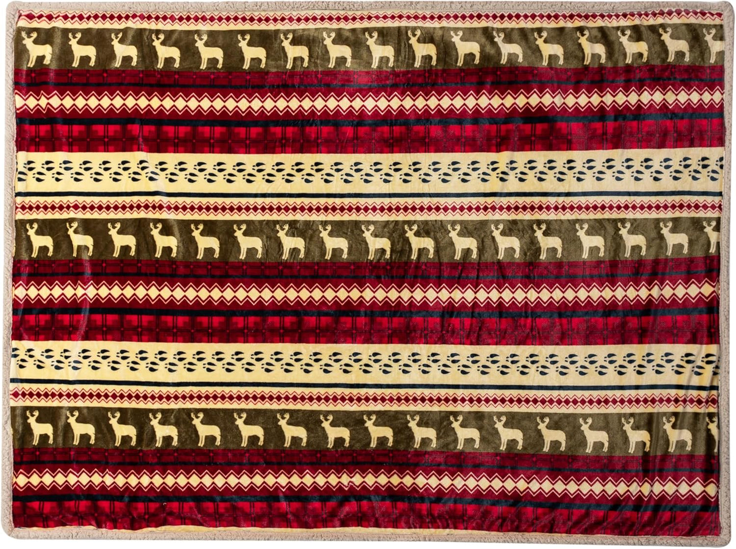 Pavilia Christmas Sherpa Blanket Throw Queen Bed - Red Flannel Fleece Christmas Decoration - Plush, Warm, Soft, Cozy Reversible Winter Holiday Blanket 90x90