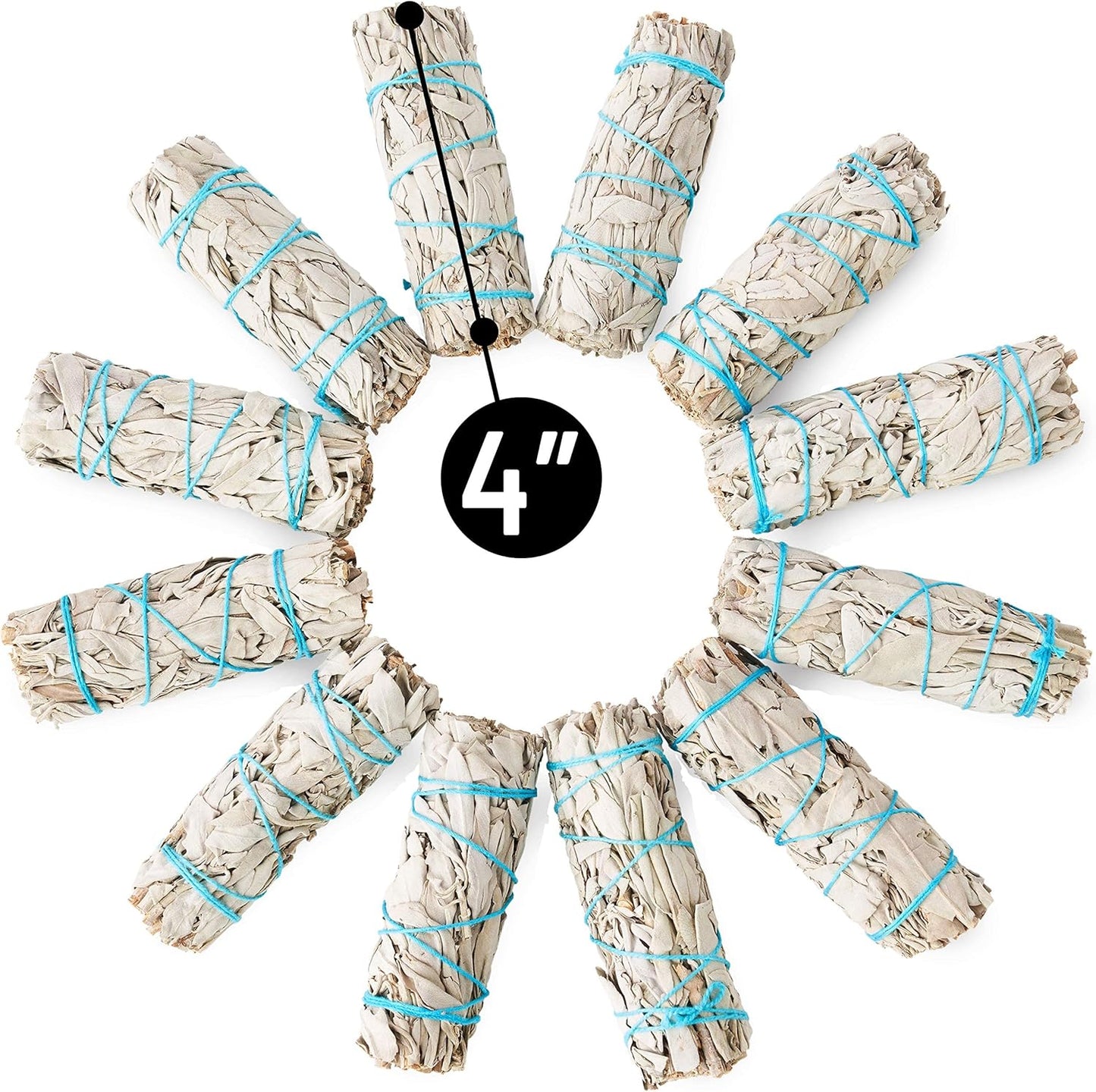 White Sage Smudge Sticks 4" Inch Smudging Wands 6 Bundles | Smudge Kit White Sage Incense Sticks for Home Cleansing (6 Pack)