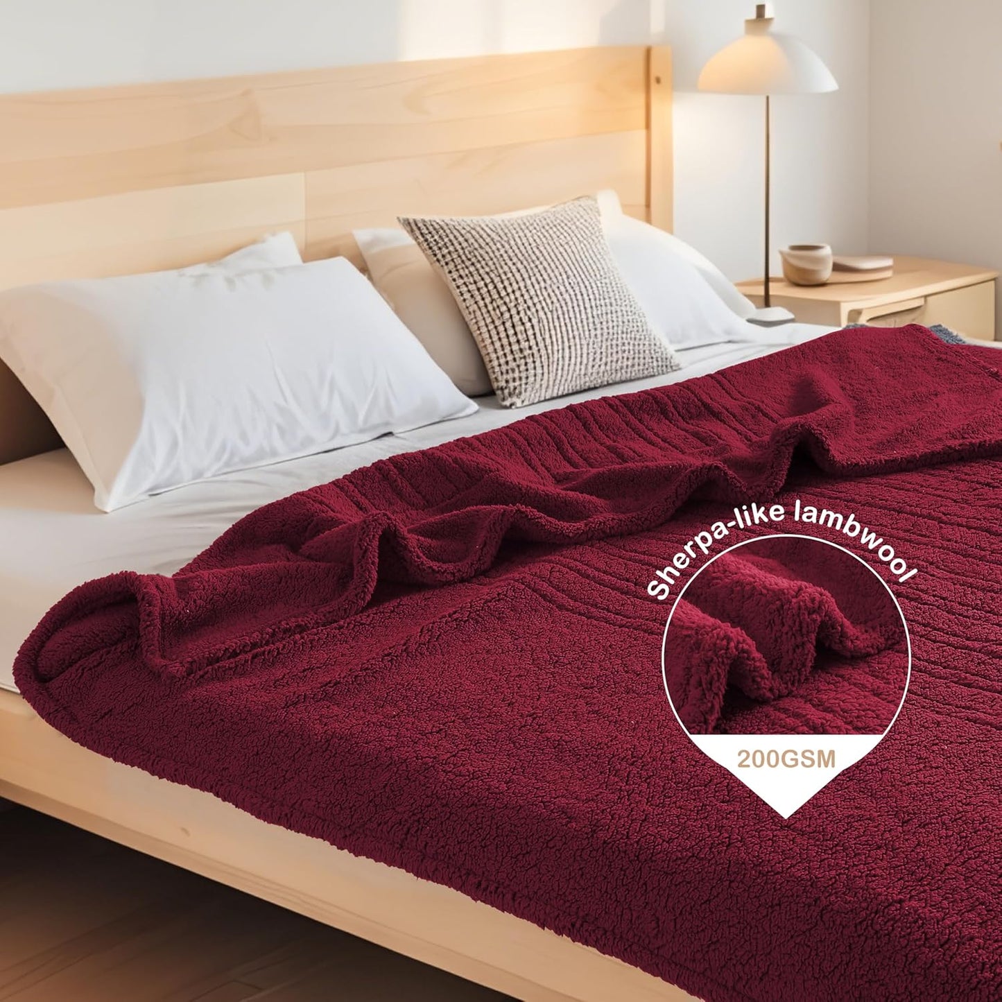 Electric Heated Blanket 6 Heating Settings & 10H Auto Off Full 72×84 Double Sided Plush Sherpa Ultra-Soft Warm Thick, Machine Washable, Fast Heating, Home Office, Red