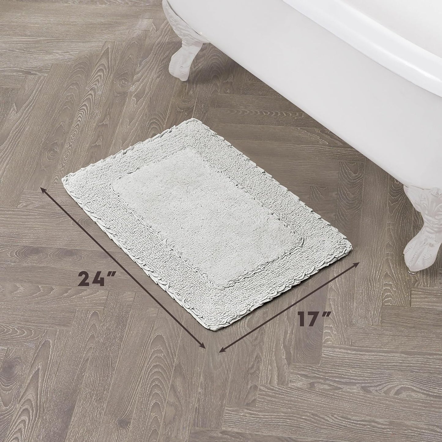 Laura Ashley Ruffle Border 100% Cotton Bath Rug, Light Grey, 17"x 24"