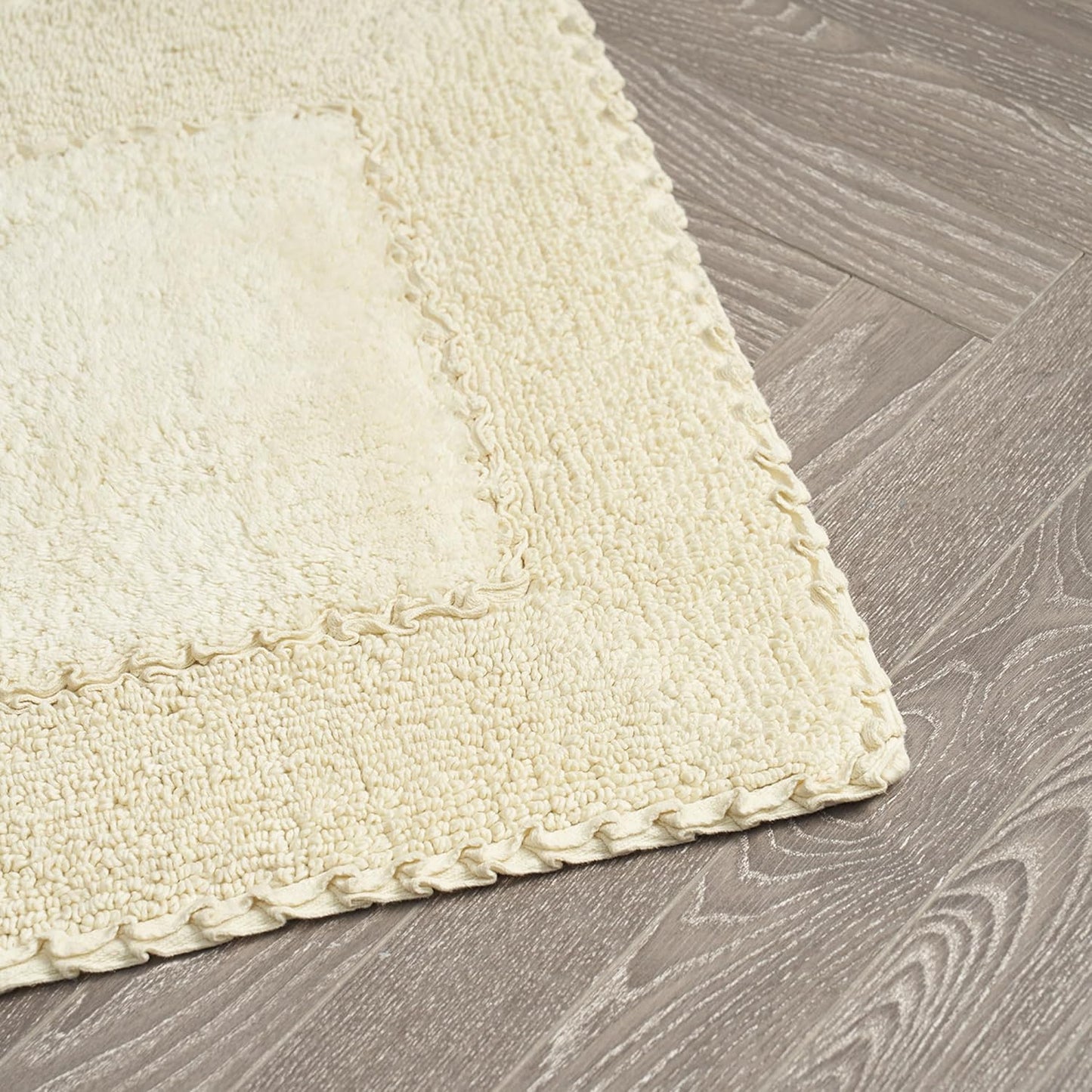 Laura Ashley Ruffle Border Yellow 27"x 45" 100% Cotton Bath Rug