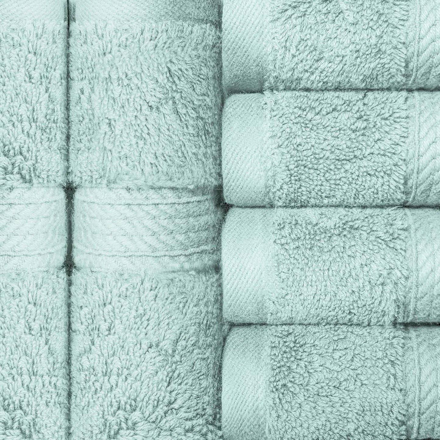 Superior Egyptian Cotton Pile Face Towel/Washcloth Set of 6, Ultra Soft Luxury Towels, Thick Plush Essentials, Absorbent Heavyweight, Guest Bath, Hotel, Spa, Home Bathroom, Shower Basics, Sea Foam