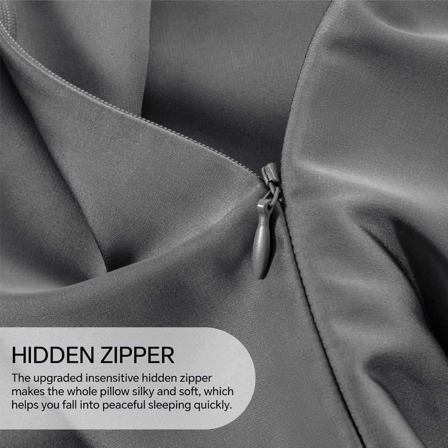 INFIIXSO Mulberry Silk Pillowcase for Hair and Skin, Silk Pillow Cases King Size with Hidden Zipper 20x40 Inches, Smooth and Soft Cooling Pillow Cases for Hot Sleepers(Dark Grey, 1 Pack)