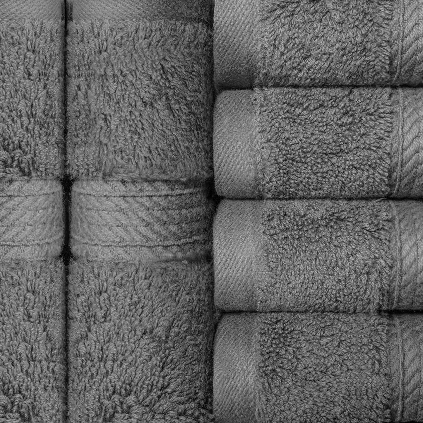 Superior Egyptian Cotton Pile Face Towel/Washcloth Set of 6, Ultra Soft Luxury Towels, Thick Plush Essentials, Absorbent Heavyweight, Guest Bath, Hotel, Spa, Home Bathroom, Shower Basics, Charcoal