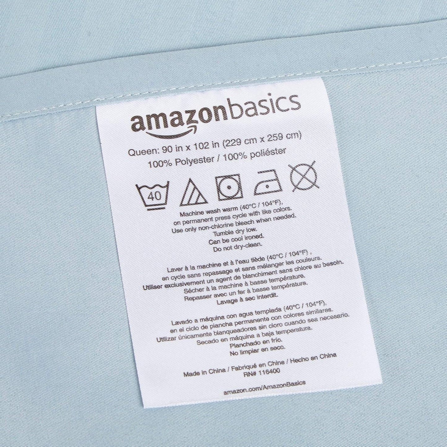 Amazon Basics Soft, Breathable Microfiber Bed Sheets, Queen Size, 4-Piece, Spa Blue Striped