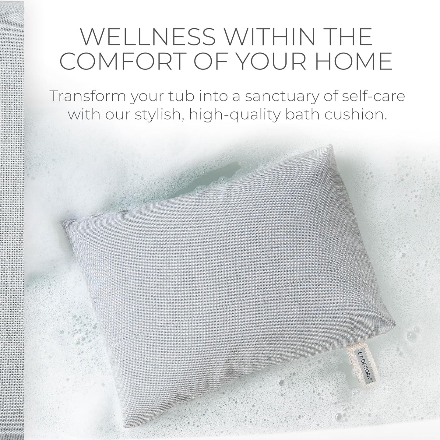 BADESOFA® Luxury Seat Cushion for Bath | Premium-Quality Materials | Comfortable & Quick-Drying | Washable Bath Pillow in Grey | Home Spa | Suitable for Bathtub, Steam Sauna & Hot Tub