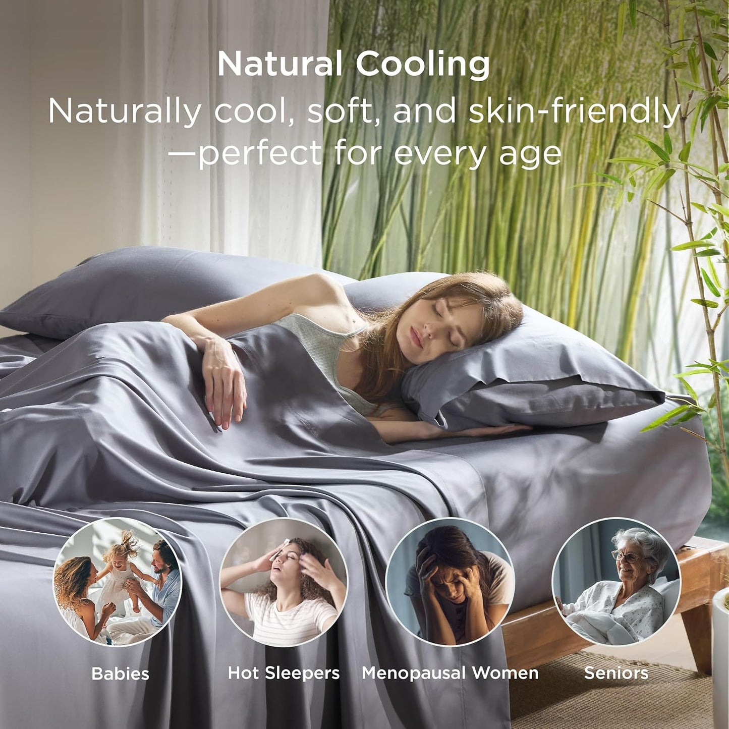 Bedsure Pillow Cases Standard Size, Cooling Pillow Cases, Rayon Derived from Bamboo Dark Grey Pillowcases Standard Set of 2, Breathable & Soft Bedding Pillow Cover with Envelope Closure, 20x26 Inches