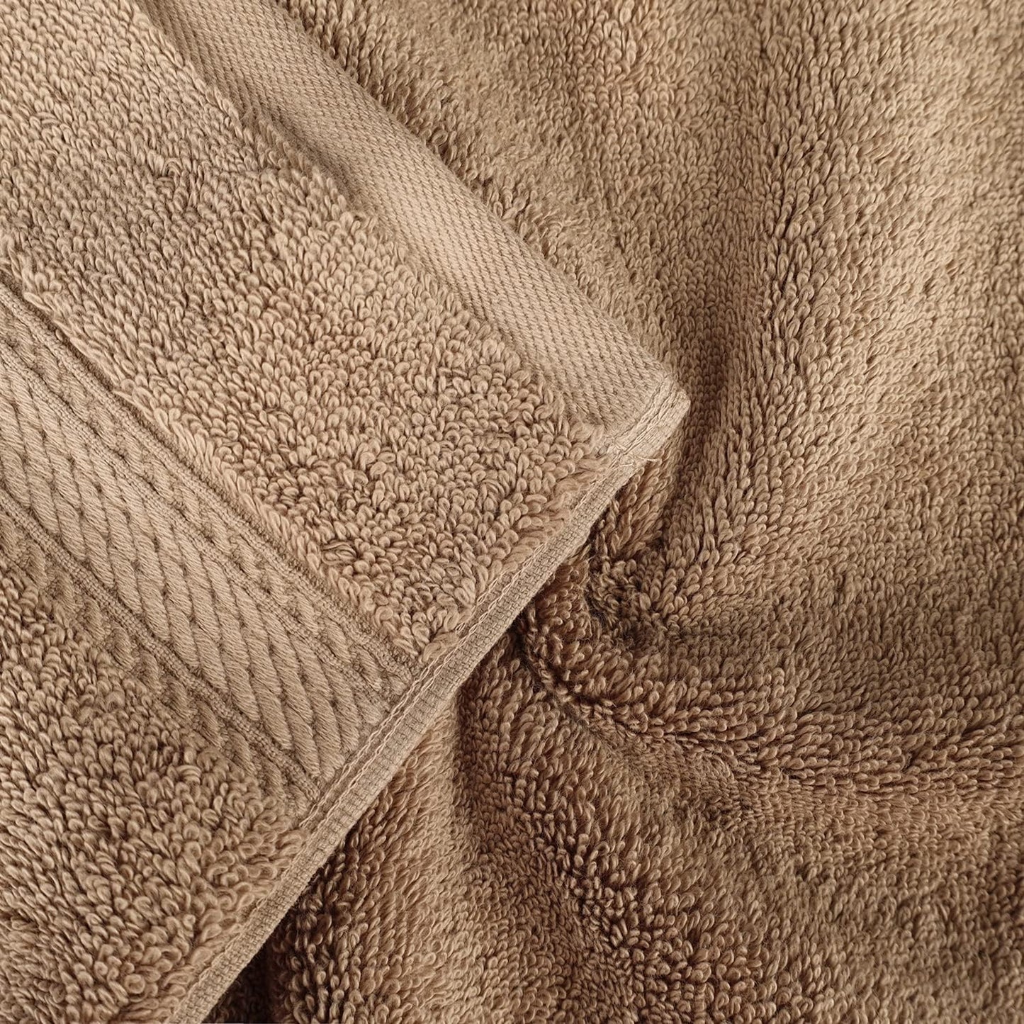 Superior Egyptian Cotton Pile 8 Piece Towel Set, Includes 2 Bath, 2 Hand, 4 Face Towels/Washcloths, Ultra Soft Luxury Towels, Thick Plush Essentials, Guest Bath, Spa, Hotel Bathroom, Latte