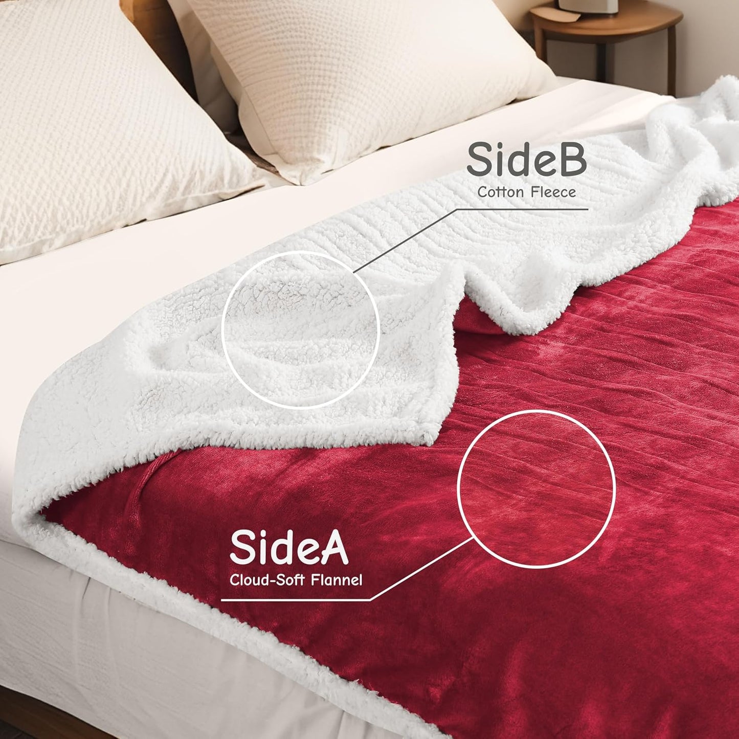 Electric Heated Blanket Full Size 72"x84", Soft Flannel with Overheat Protection, 6 Adjustable Heat Settings & 10-Hour Auto-Off Timer, Fast Heating for Winter Comfort, Red