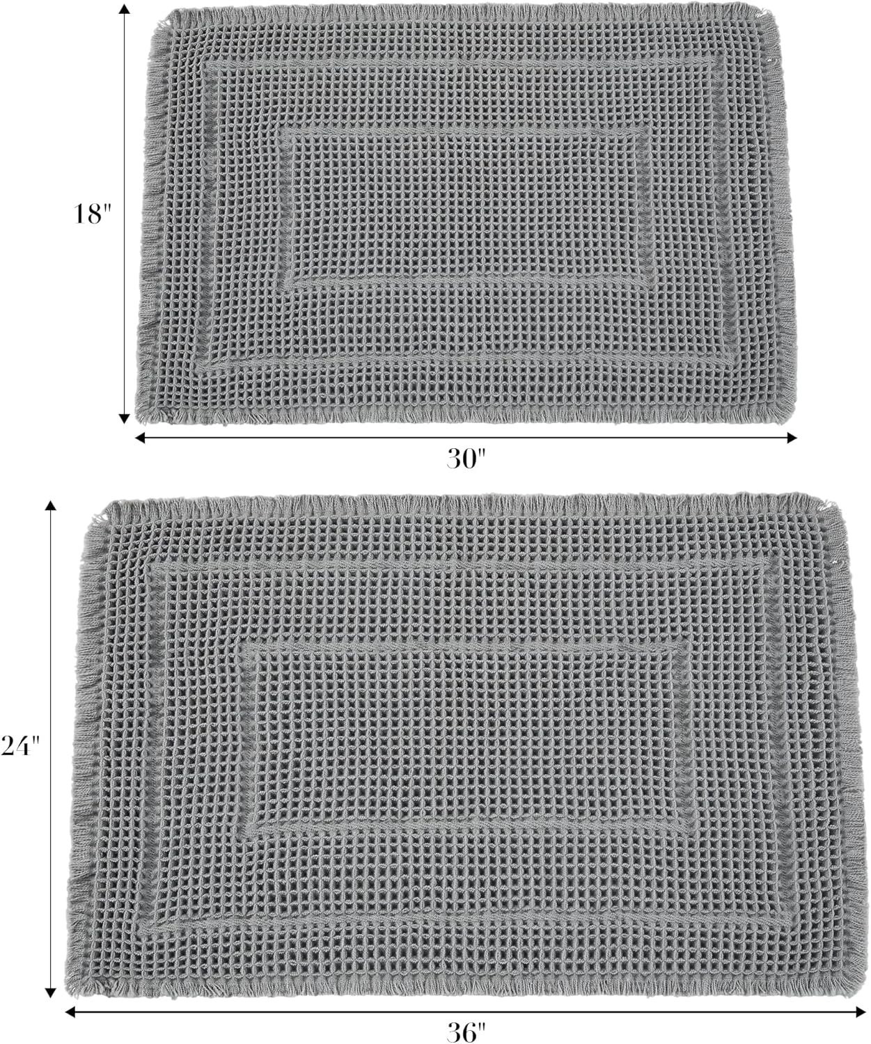 Bath Mats for Bathroom Non Slip,Waffle Luxury Bath Mat,Machine Washable Bath Mat for Shower,Ultra Soft Bathmat,Gray,17" x 24"