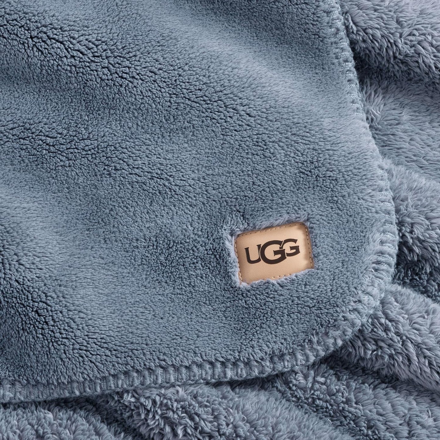 UGG Whitecap Plush Throw Blanket Fleece Lightweight Soft Cozy Throw for Couch or Bed Luxury Home Decor for Living Room Washable Hypoallergenic Blankets for Dorm Decor, 50-inch x 70-inch, Denim Blue