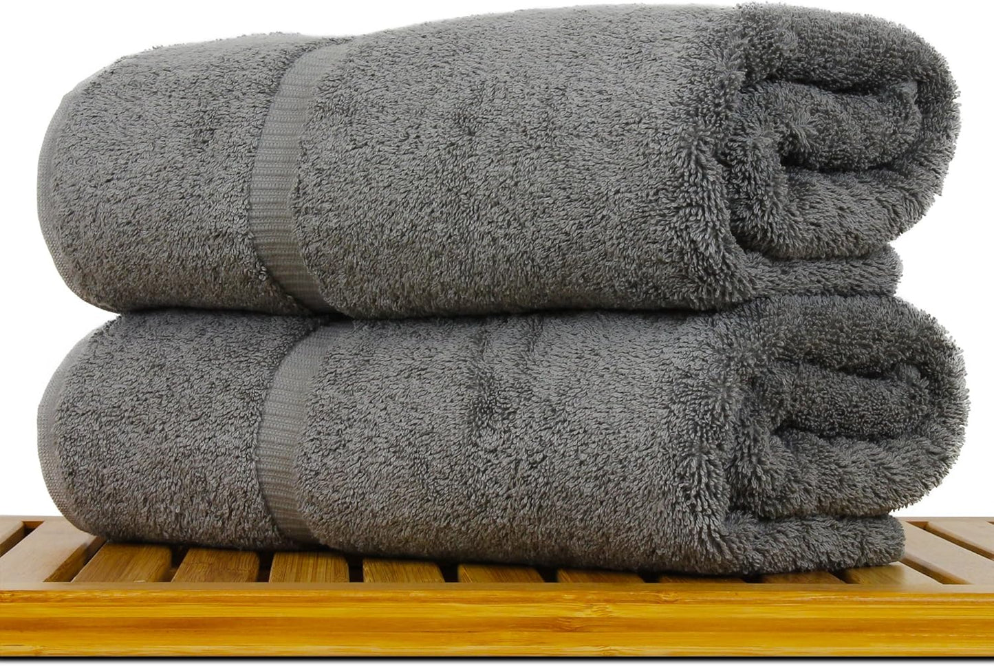Luxury Hotel & Spa Ultra Soft Bath Towels 100% Turkish Cotton - Grey - Set of 2