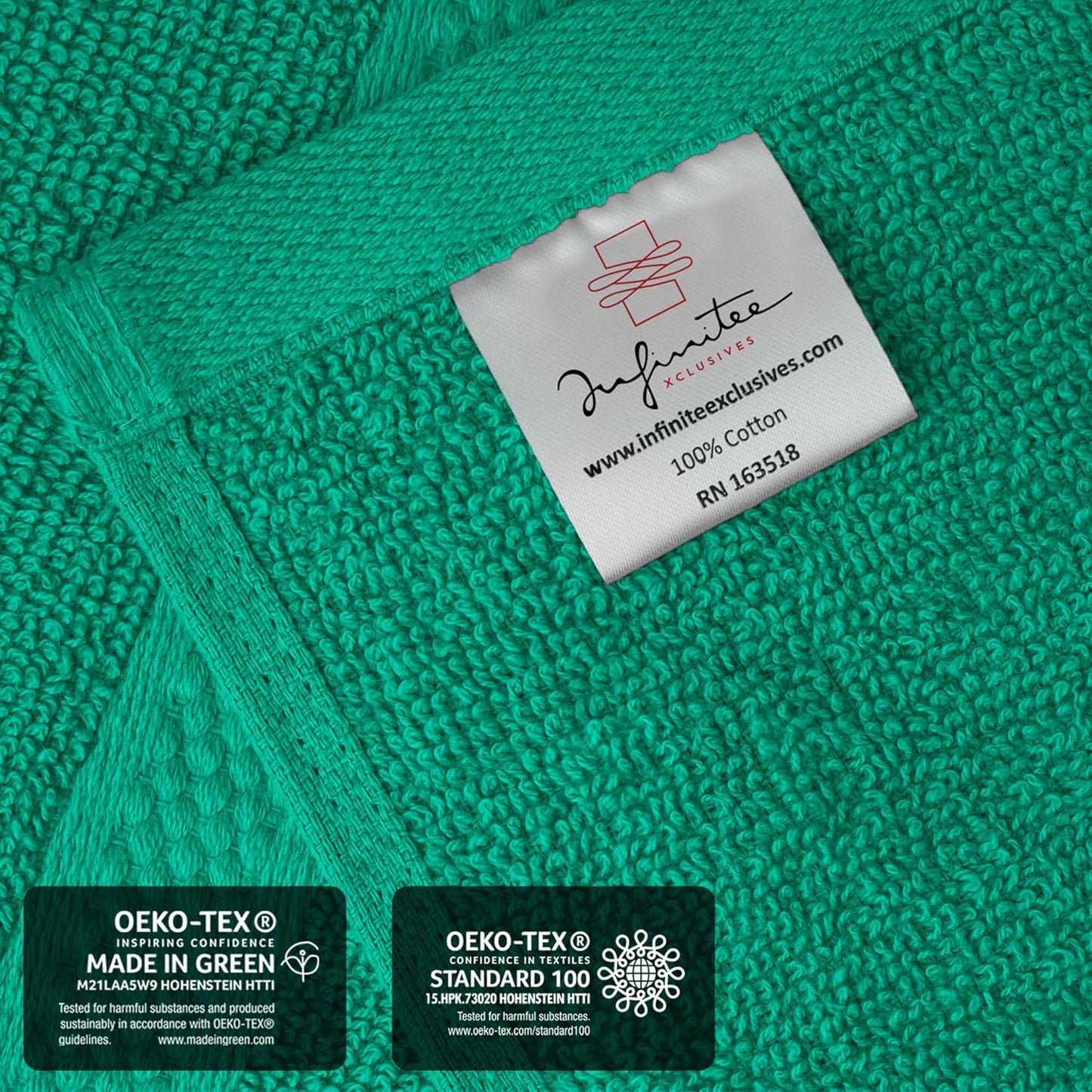Infinitee Xclusives Luxury Wash Cloths for Showering [13x13] – 100% Cotton Washcloths [Pack of 12], Soft and Absorbent Face Towels for Bathroom Wash Clothes, Gym, and Spa (Vivid Green)