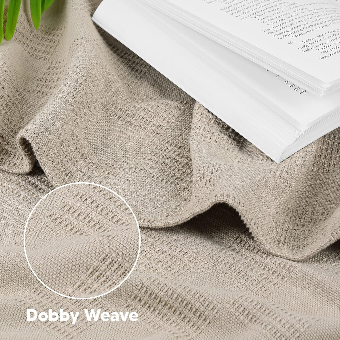 Utopia Bedding Khaki 100% Cotton Blanket [Throw Size - 60x50 Inch] 350GSM Lightweight, Soft and Breathable Thermal Blanket for All Seasons