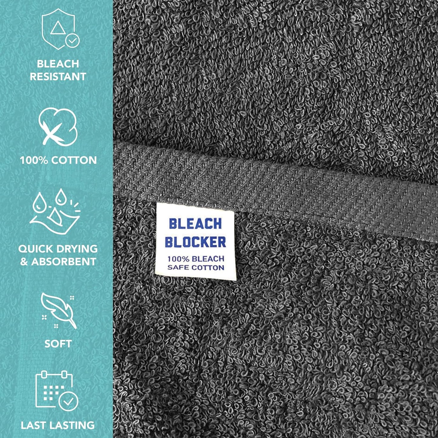 Arkwright Bleach Proof Salon Towels - Pack of 12 - Highly Absorbent, 100% Cotton, Quick Dry Spa Face Towel for Hair Stylist, Barber, Pedicure, and Esthetician, 16 x 27 in, Charcoal