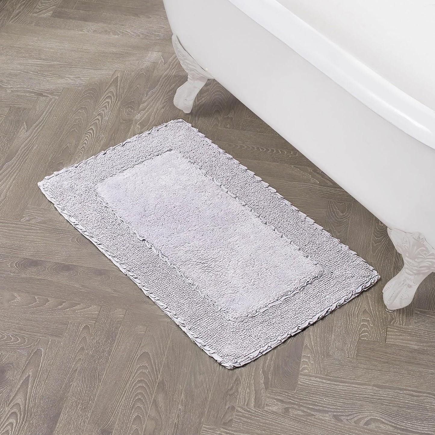 Laura Ashley Ruffle Border 100% Cotton Bath Rug, Purple, 20"x 34"