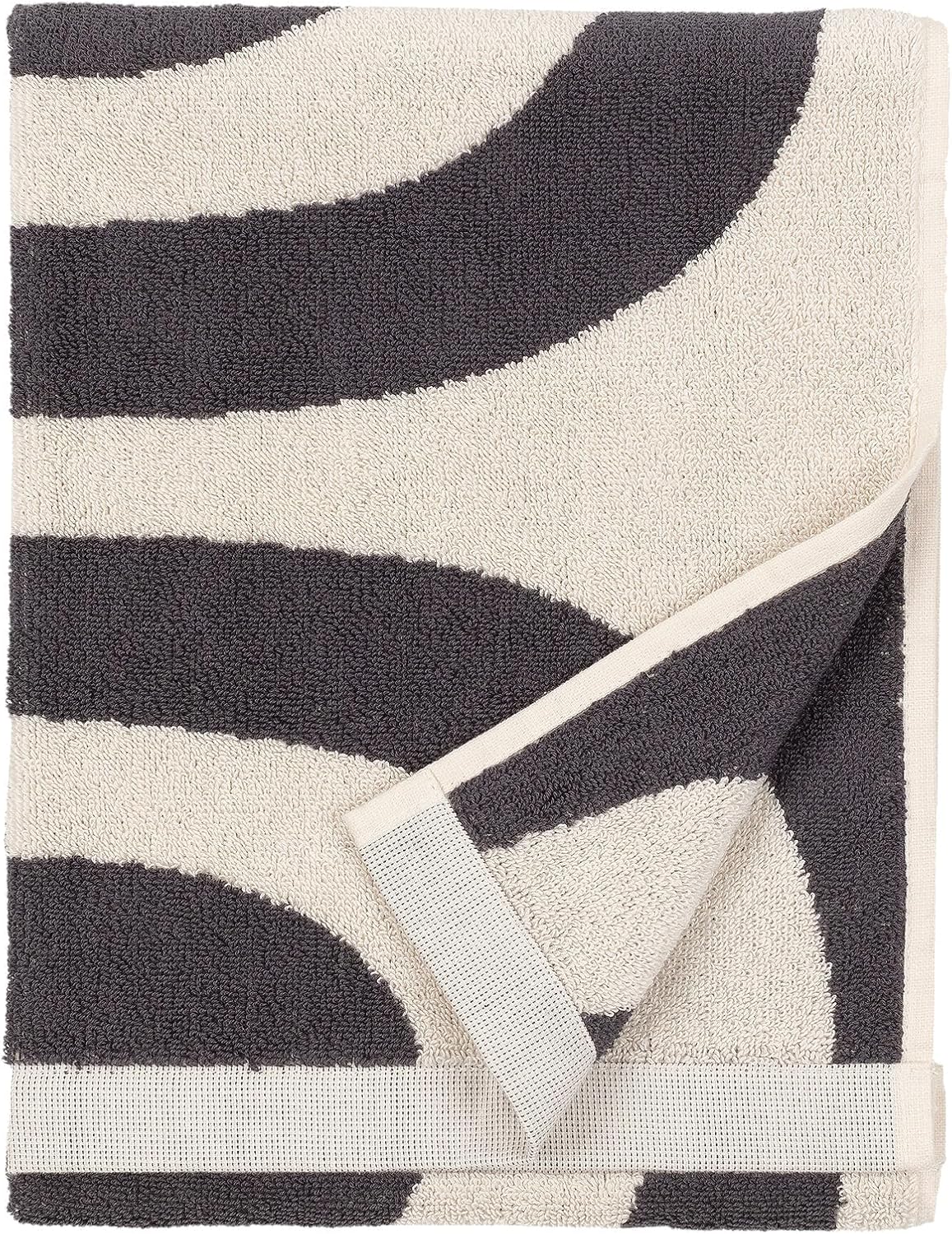 MARIMEKKO Melooni Terry Cotton Hand Towel (Charcoal) – Natural Forms Patterned Hand Towels – 28 in x 20 in