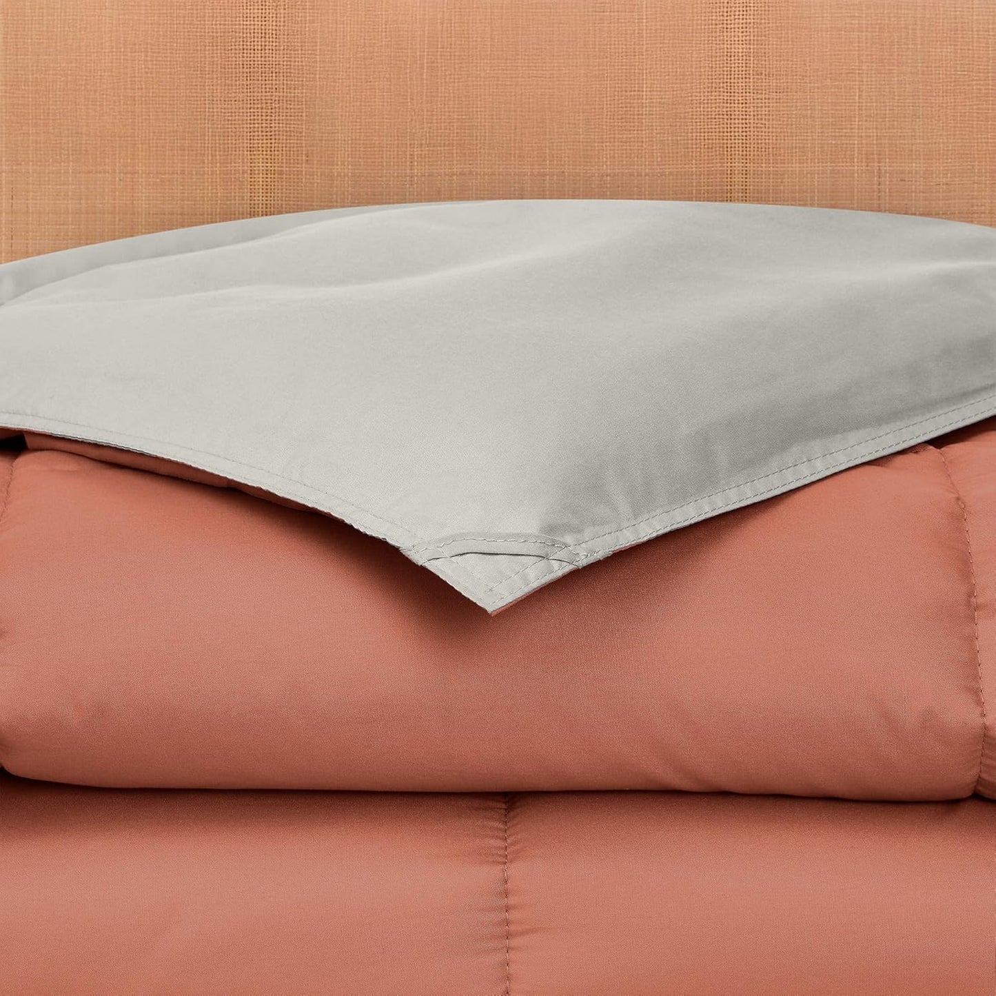Modern Threads Down Alternative Reversible Comforter Orange Rust/Beige California King