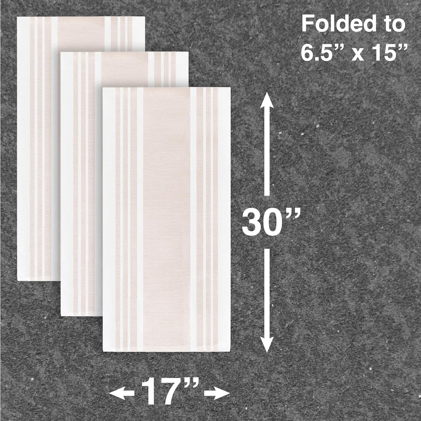 All-Clad Dual-Purpose Kitchen Towels: Highly Absorbent - 100% Cotton, 17"x30" Dish Towels for Cleaning & Drying Dishes & Glassware, 3-Pack, Almond