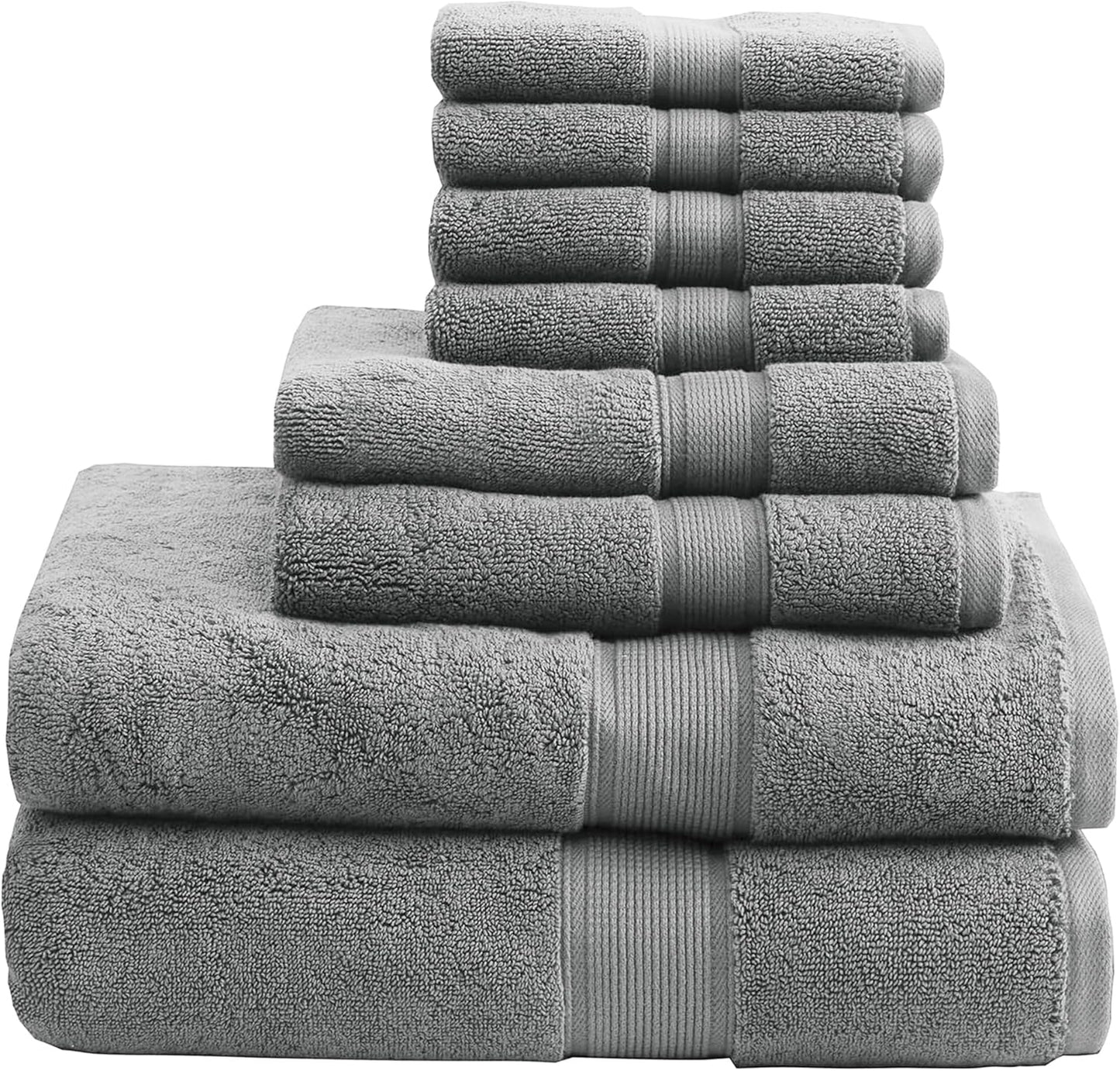 Madison Park 800GSM Bathroom Towel Set of 8 100% Cotton Bath Towel Set for Bathroom Luxurious Highly Absorbent 2 Bath Towels 2 Hand Towels 4 Washcloths Quick Dry Spa Quality Grey