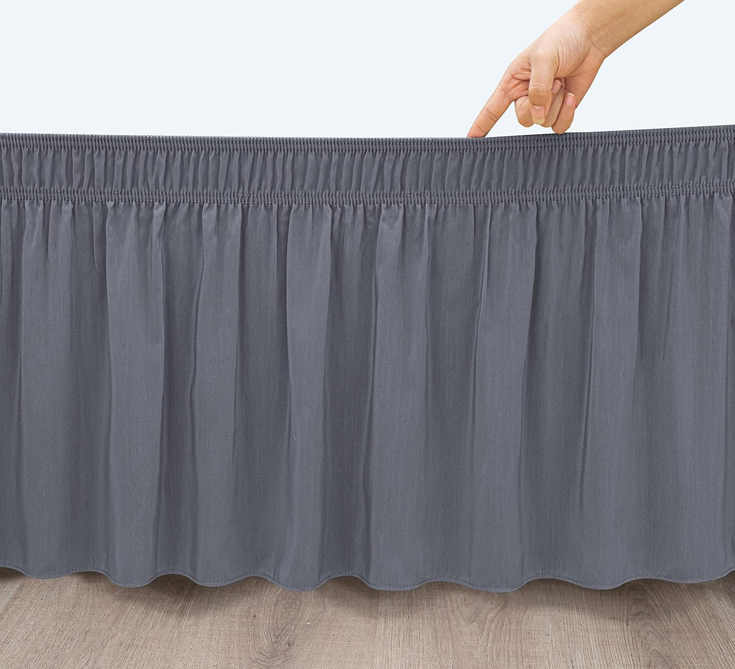Biscaynebay Wrap Around Bed Skirts with Split Corners for Full Beds 15" Drop, Dark Grey Adjustable Elastic Dust Ruffles Easy Fit Wrinkle Resistant Silky Luxurious Fabric Machine Washable