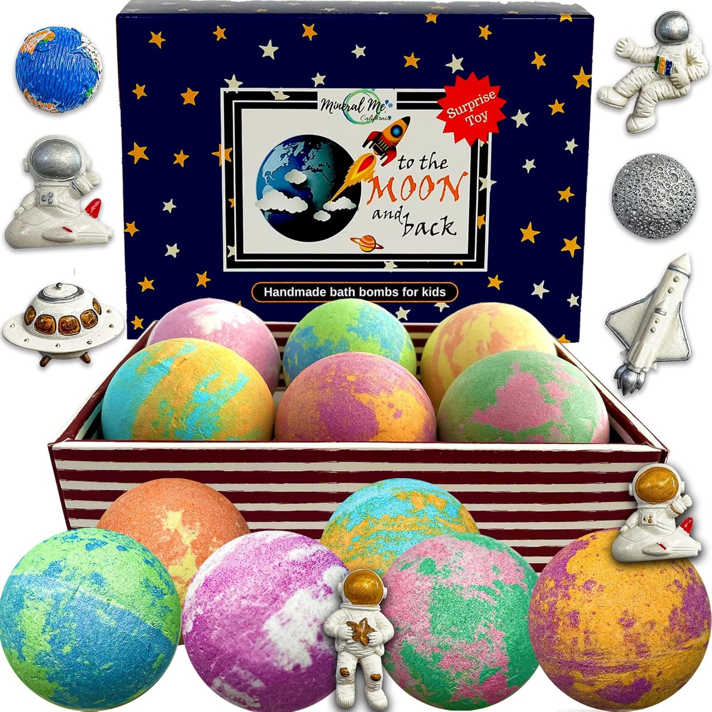 Galaxy Bath Bombs for Kids with Surprise Inside - Organic Bubble Bath Bombs with Educational Outer Space Planet Toys. Gentle, Natural & Kids Friendly - Stocking Stuffers Christmas Gifts for Toddlers