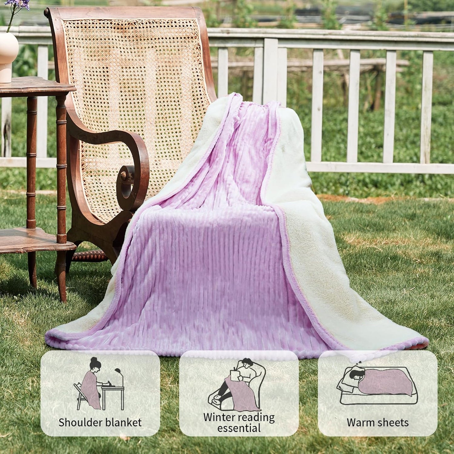 Heated Blanket Electric Blanket Throw 50”X60”-Heating Throw with 5 Heat Settings-3 Hours Auto Off,ETL Certified,Machine Washable (Purple)