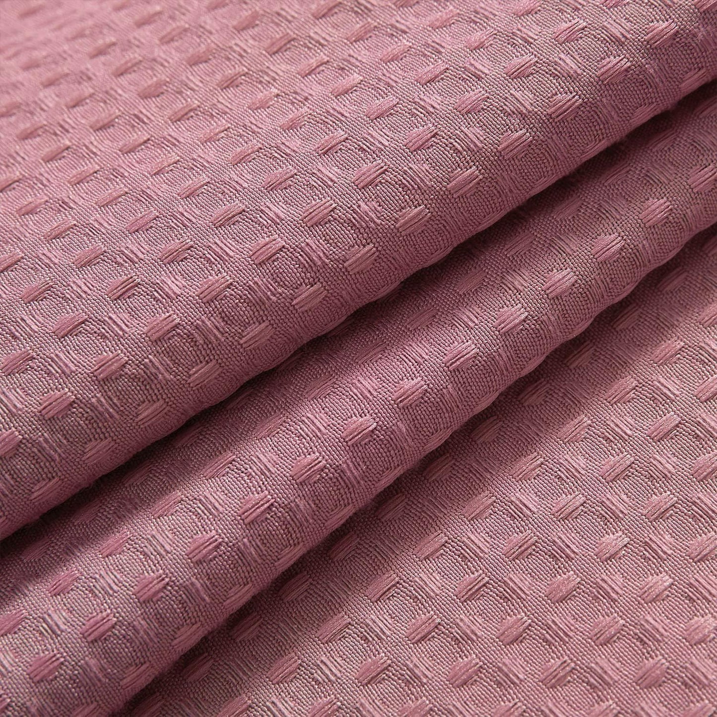 River Dream Heavyweight No Hooks Required Dotted Waffle Weave Shower Curtain with Snap in Liner - 71W x 74H,Hotel Grade,Spa Like Bath Curtain,Pale Mauve