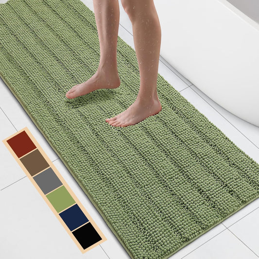 Bcoimo 70"×24" Chenille Bath Mat – Non-Slip with Backing Bath Rug Ultra-Absorbent and Machine Washable Bathroom Mat Quick-Dry Design. Ideal for Bathroom and Tub Areas