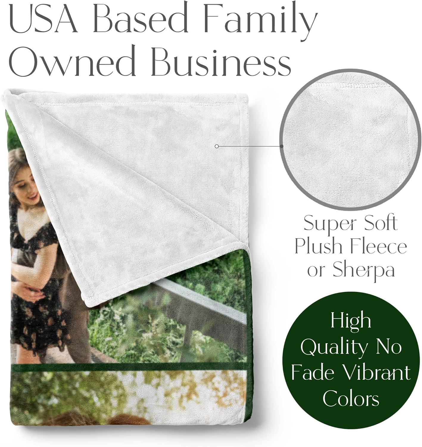 Ships Next Day, Custom Blanket with Picture - Printed in USA, Personalized Photo Blanket (Fleece – 50x60)