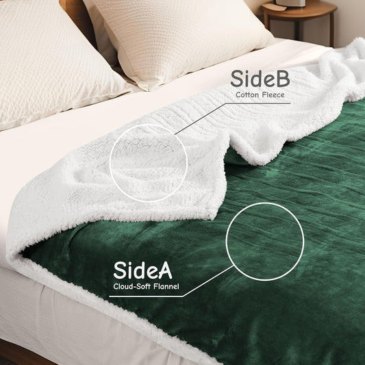 Electric Heated Blanket Full Size 72"x84", Soft Flannel with Overheat Protection, 6 Adjustable Heat Settings & 10-Hour Auto-Off Timer, Fast Heating for Winter Comfort, Dark Green