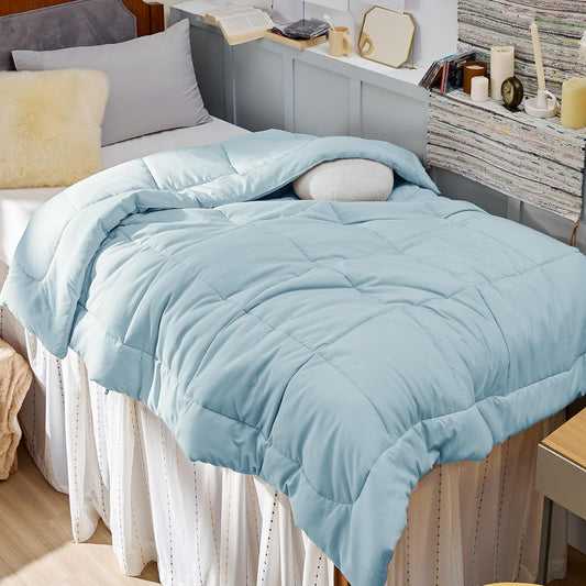 Bedsure Comforter Duvet Insert - Quilted Comforters Twin Size, All Season Duvet, GentleSoft Down Alternative Bedding, with 8 Tabs, Gifts for Women/Men, Light Spa Blue, Twin 88 x 68 Inches
