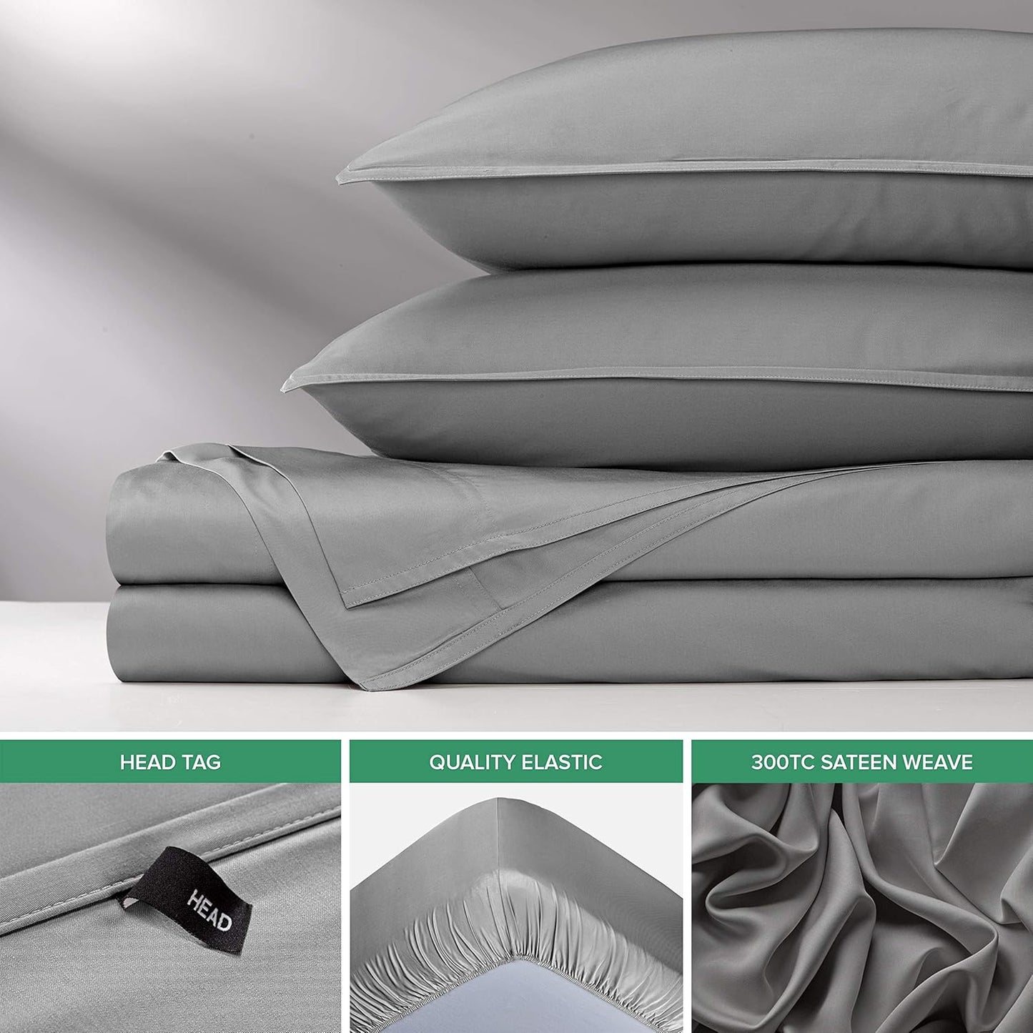 Split King Sheets by Pure Bamboo, Genuine 100% Organic Viscose Derived from Bamboo Bed Sheet Set, Soft & Cooling, Double Stitching *Not for Split Top (Split King, Stone Grey)