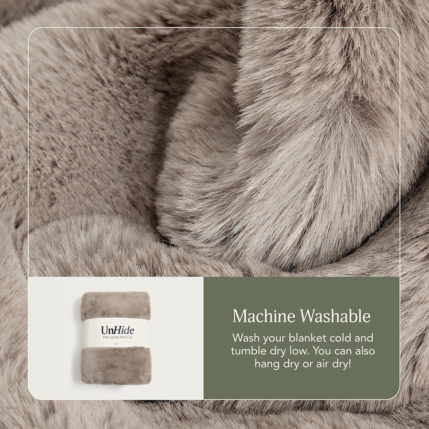 UnHide Marshmallow - Faux Fur Blanket - Heavy Weight, Extra Soft Blanket - Made from Recycled Materials - Machine Washable - Medium (60" x 80") - Taupe Ducky