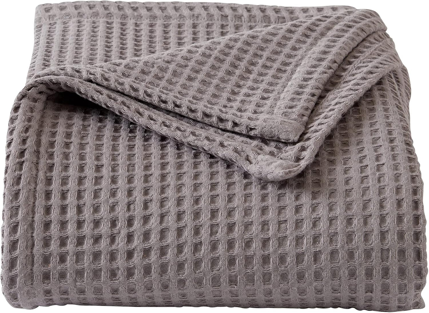 100% Cotton Waffle Weave Bed Blanket | Soft, Breathable, and Lightweight Blanket for All-Season | Perfect for Layering | Brielle Collection (King, Charcoal)