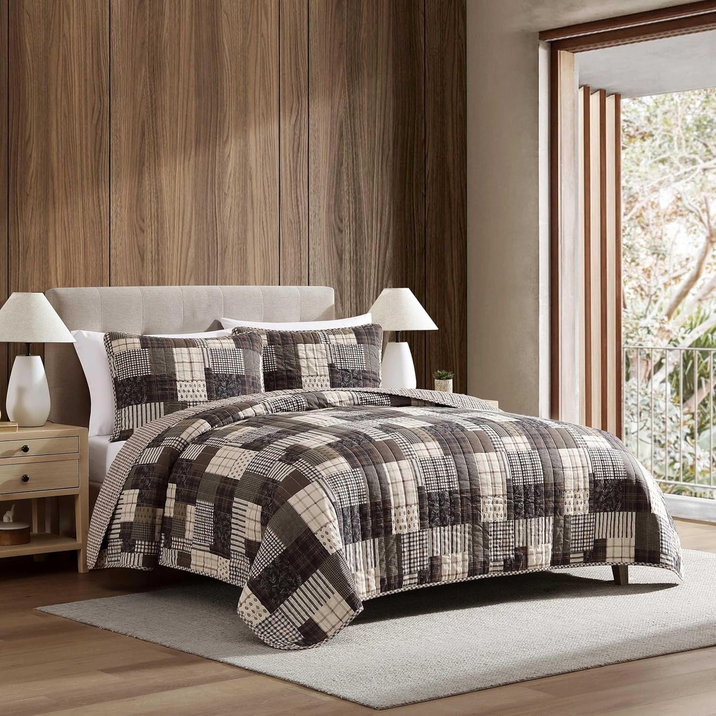Eddie Bauer - Twin Quilt Set, Naturally Soft Cotton Bedding w/a Lightweight Feel for All-Year Comfort, Reversible w/Matching Pillowcase, 2 Piece Bed Set (Antique Brown)