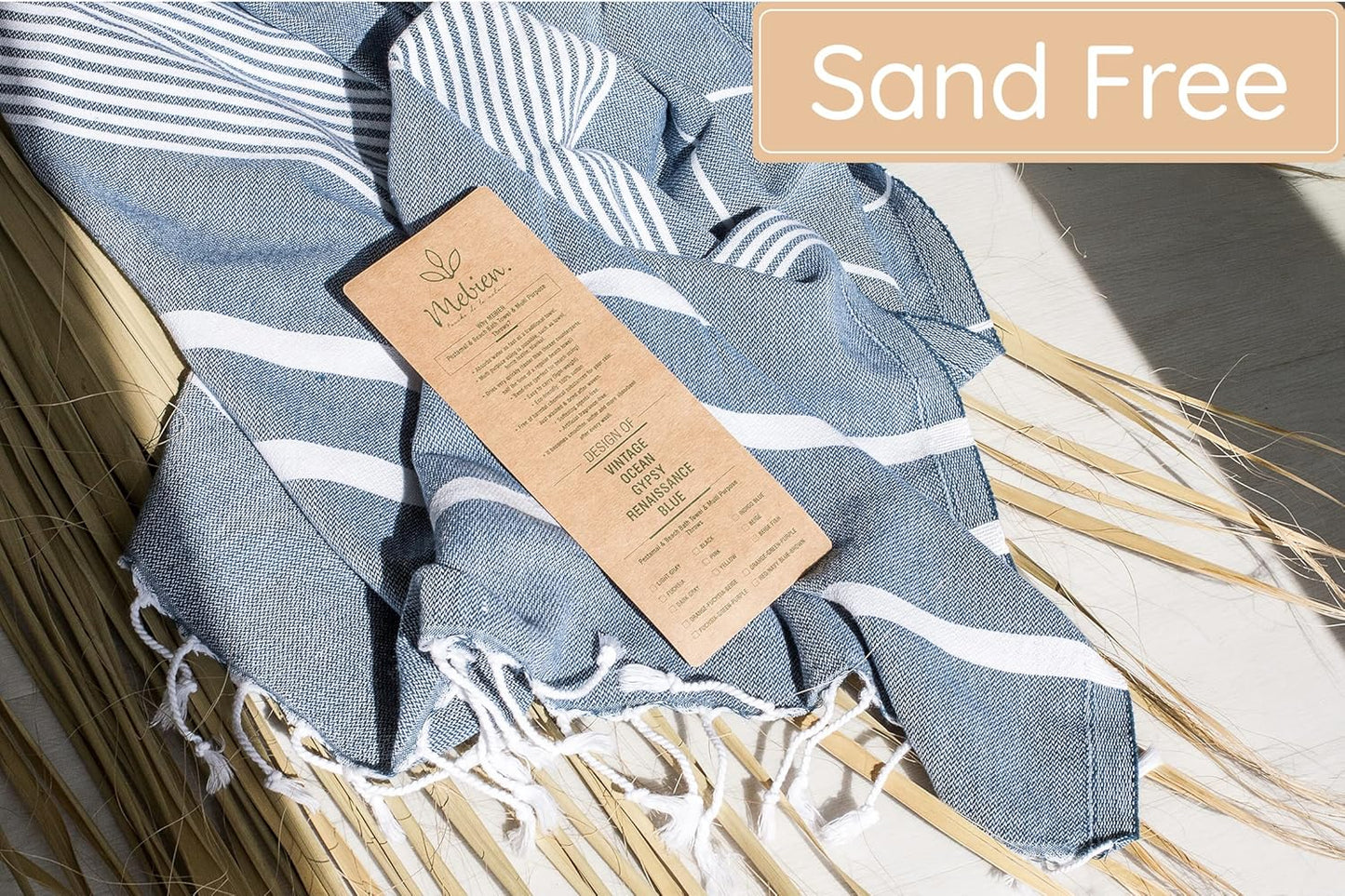 Premium Turkish Beach Towel – 100% Cotton, Sand Free, Oversized, Quick Dry Beach Towel 35”x67” – Ideal for Travel, Pool – Navy