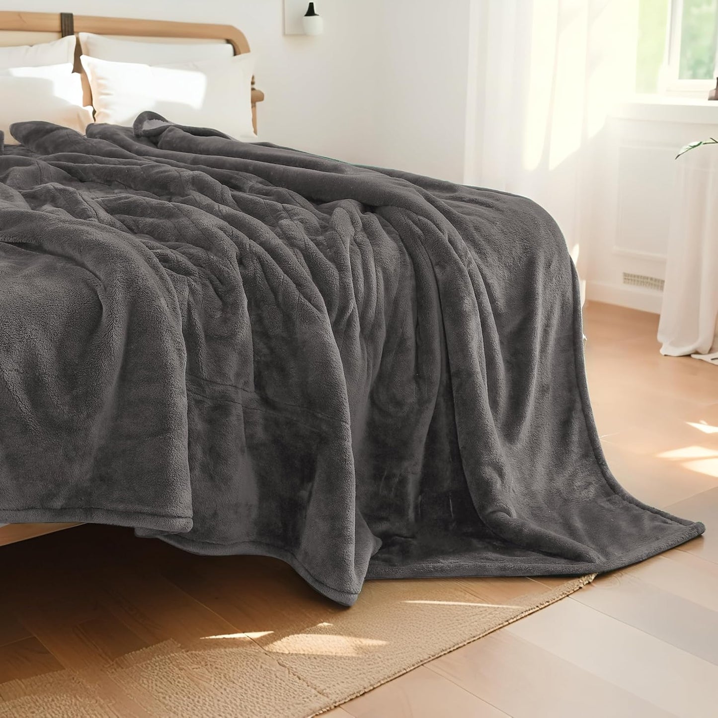Electric Heated Blanket Full Size 72"x84", 5 Heating Levels & 10 Hours Auto Off, Single Control, Cozy Large Oversized, Cozy for Bed, Sofa, & Office, Machine Washable, Light Gray