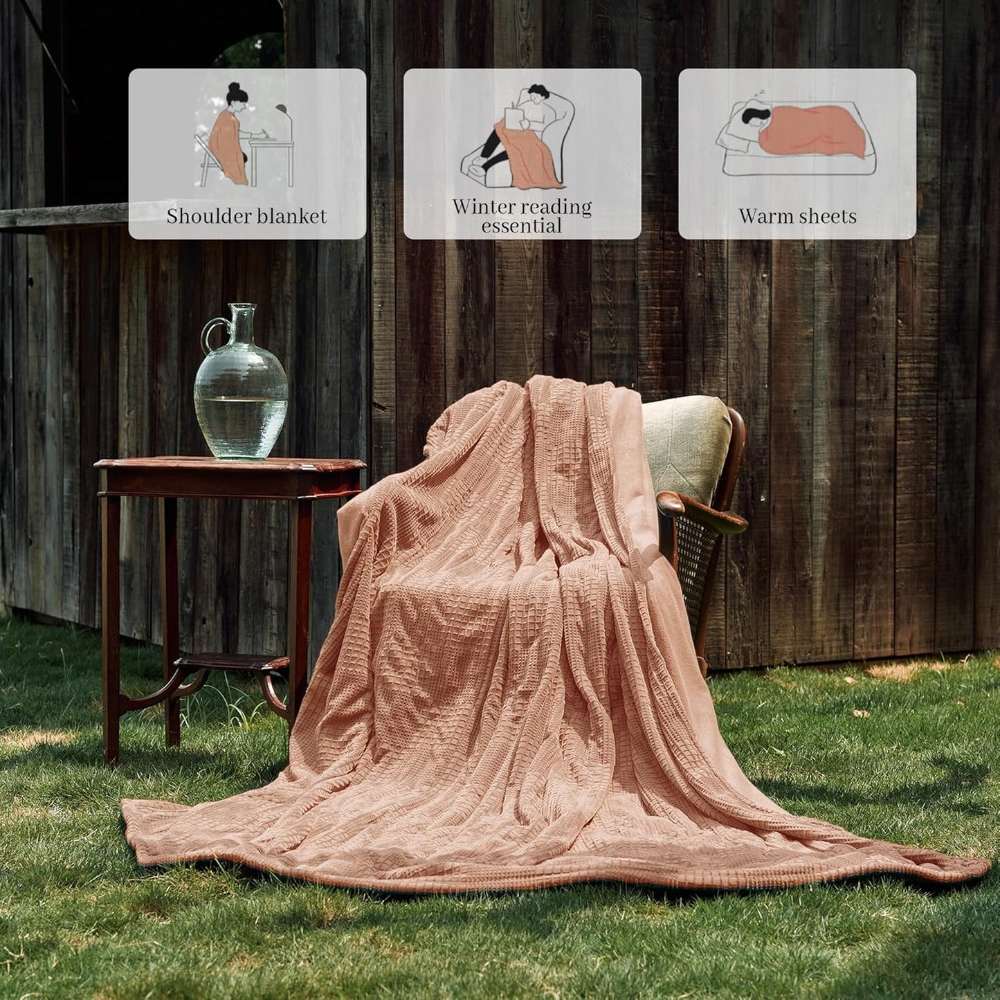 Electric Blanket Queen Size 84''X90'' - Heated Blanket with Dual Control Fast Heating 10 Heating Levels & 10 Hours Auto Off,ETL Certified Machine Washable (Fog Rose)