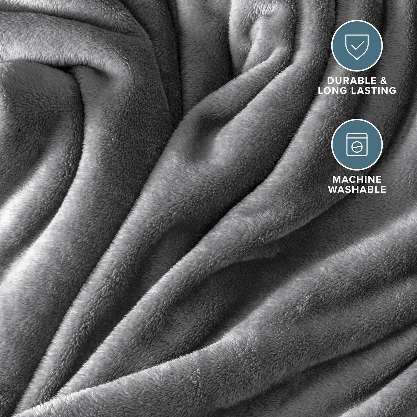 Bare Home Fleece Blanket - Baby Size - Ultra-Soft Lightweight for Bed, Sofa, and Couch - Luxury Microplush - Cozy Warm Blanket (Baby, Grey)