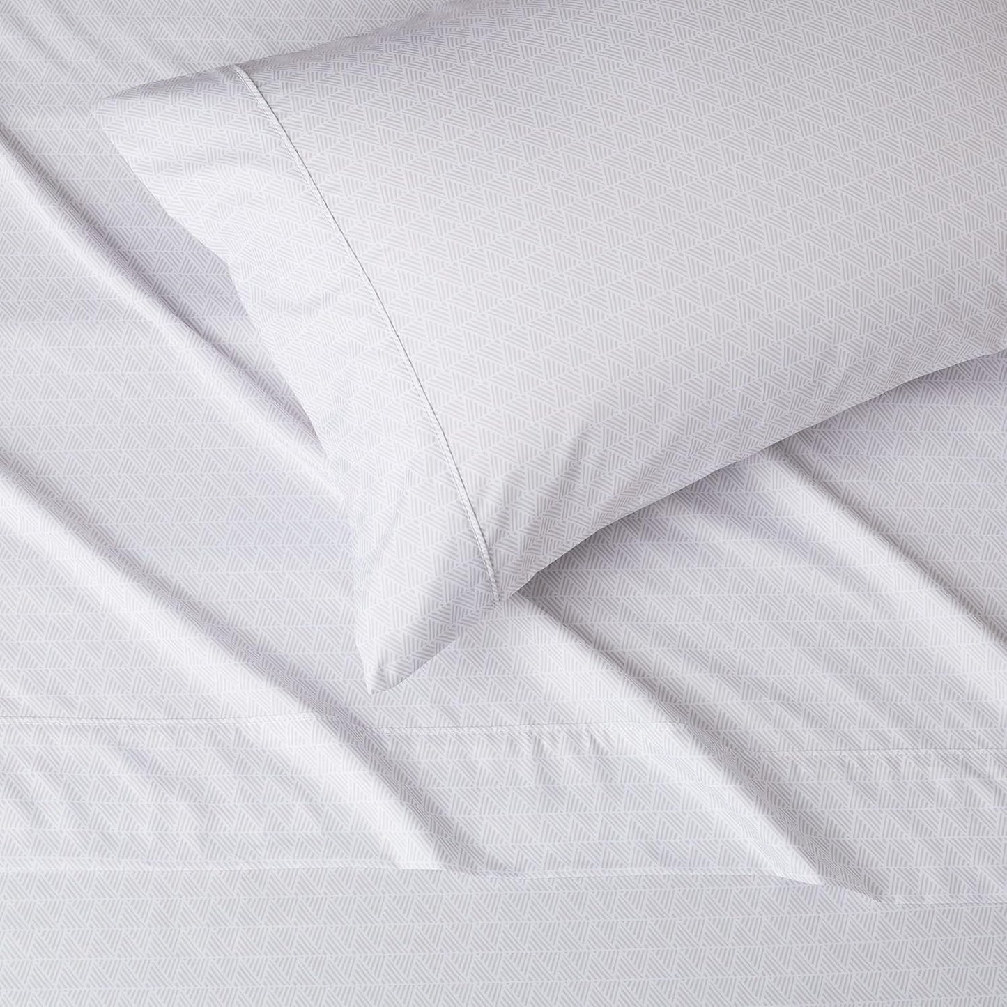 Amazon Basics Lightweight Super Soft Easy Care Wrinkle Free Microfiber 3 Piece Bed Sheet Set with 14-Inch Deep Pockets, Twin, Gray Crosshatch, Printed, Kids, Men & Women Bedding