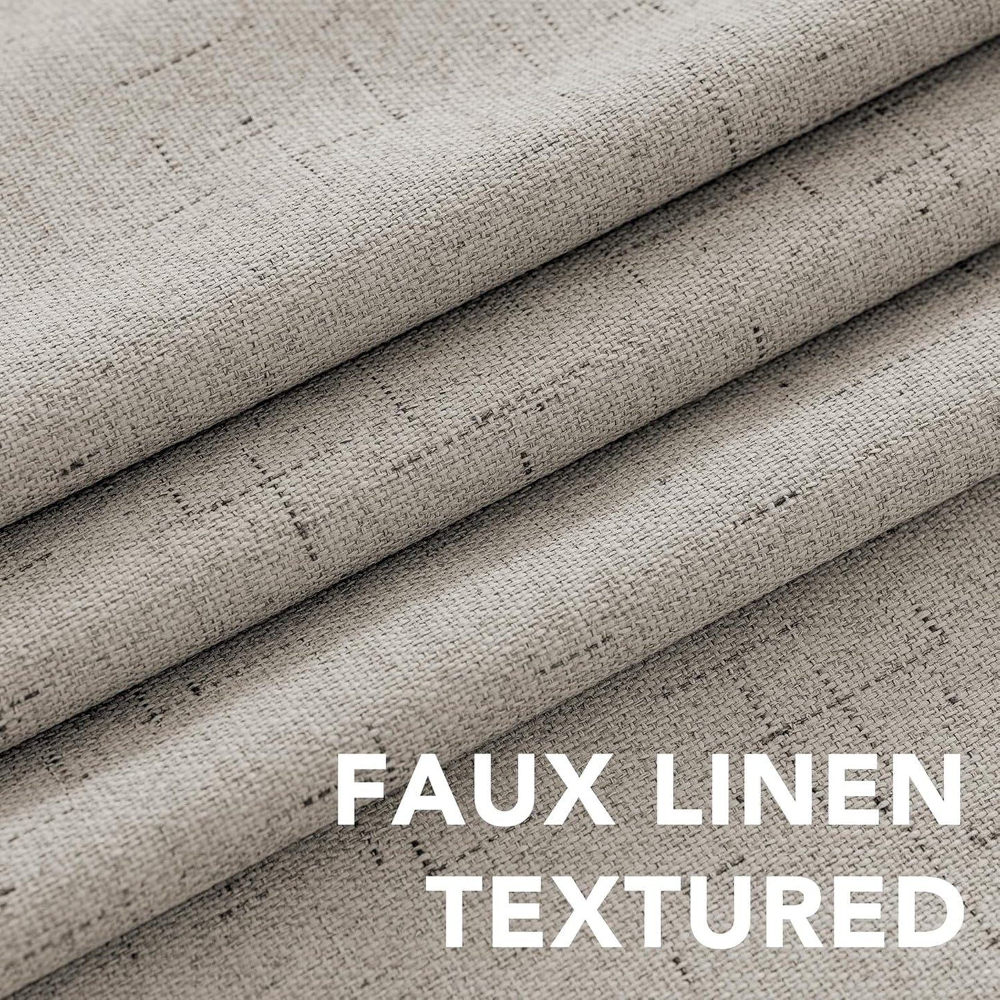 H.VERSAILTEX Linen Blackout Curtains Durable Thick Textured Linen Look 100% Blackout Patio Door Curtain Anti Rust Grommet Extra Wide Sliding Door Curtain Panel, W100 x L84 inch - Stone