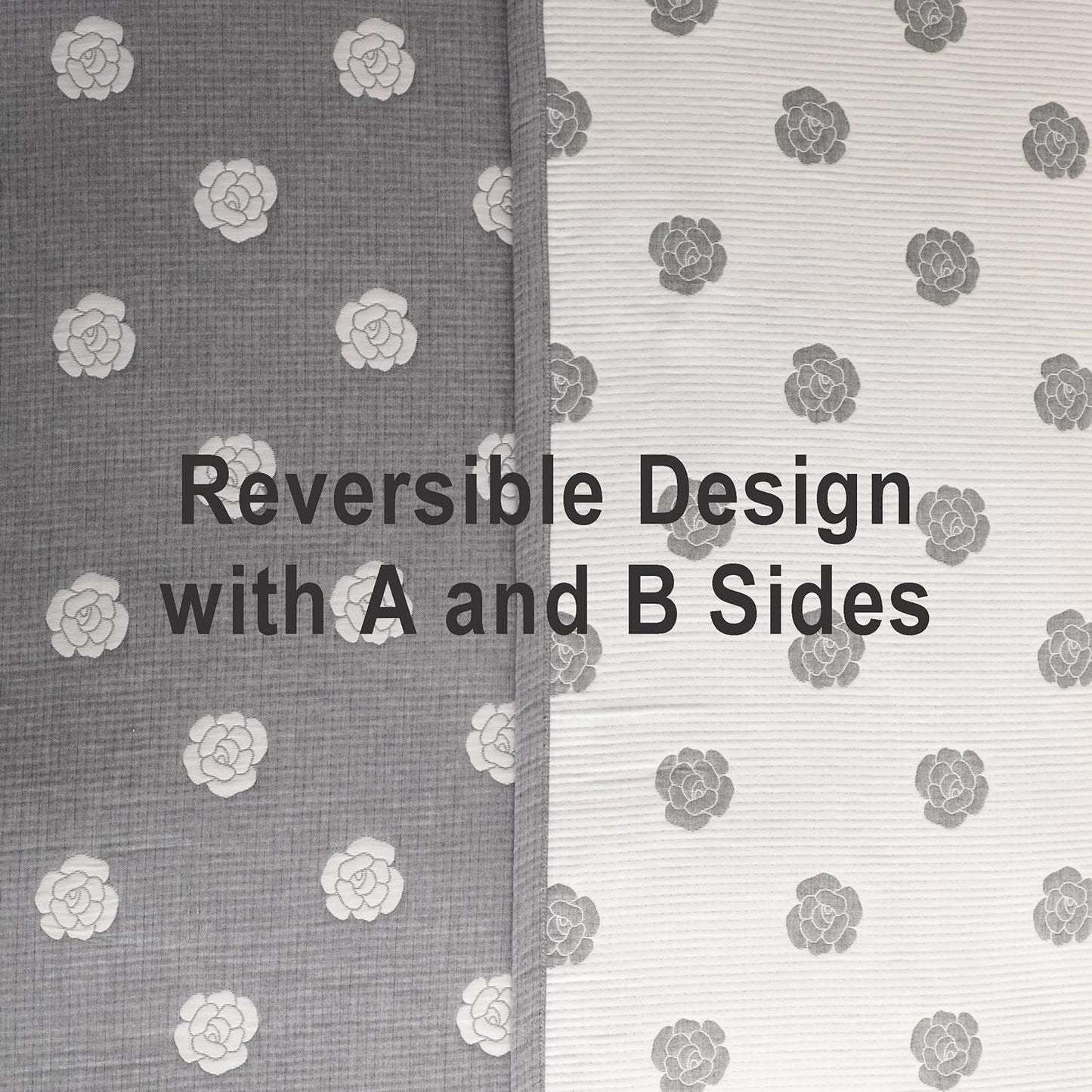 NTBAY 3 Layers Cotton Muslin 68x92 Twin Bed Blanket, Super Soft Breathable Thermal Yarn Dyed Quilt for Adults, Perfect Lightweight Blanket for Couch Sofa Bed All Seasons, Grey Rose