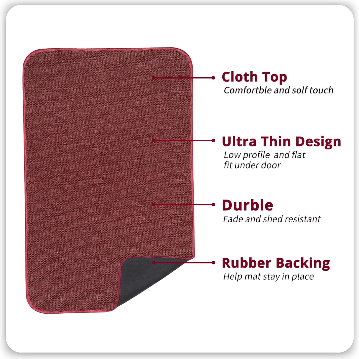 Christmas Bath Mat,Ultra Thin Bathroom Rugs,Bath Mats for Bathroom,No Slip Bath Rugs,Quick Dry,Machine Washable,Low Pile,Absorbent,Shower Outside,Sink,Home Decor Accessories.Red,2'x3'(24x36inch)