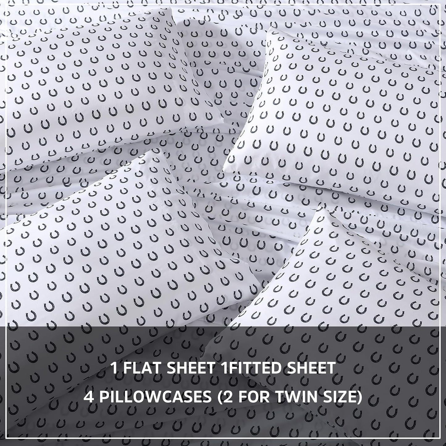 Wrangler - Twin XL Bed Sheets, Breathable & Wrinkle Resistant Bedding with Matching Pillowcase, Lightweight for Year-Round Use, Dorm Essentials (Horseshoe Dots Navy)